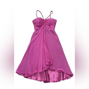 Aidan Mattox silk mini dress in pink, size 2 with braided straps.